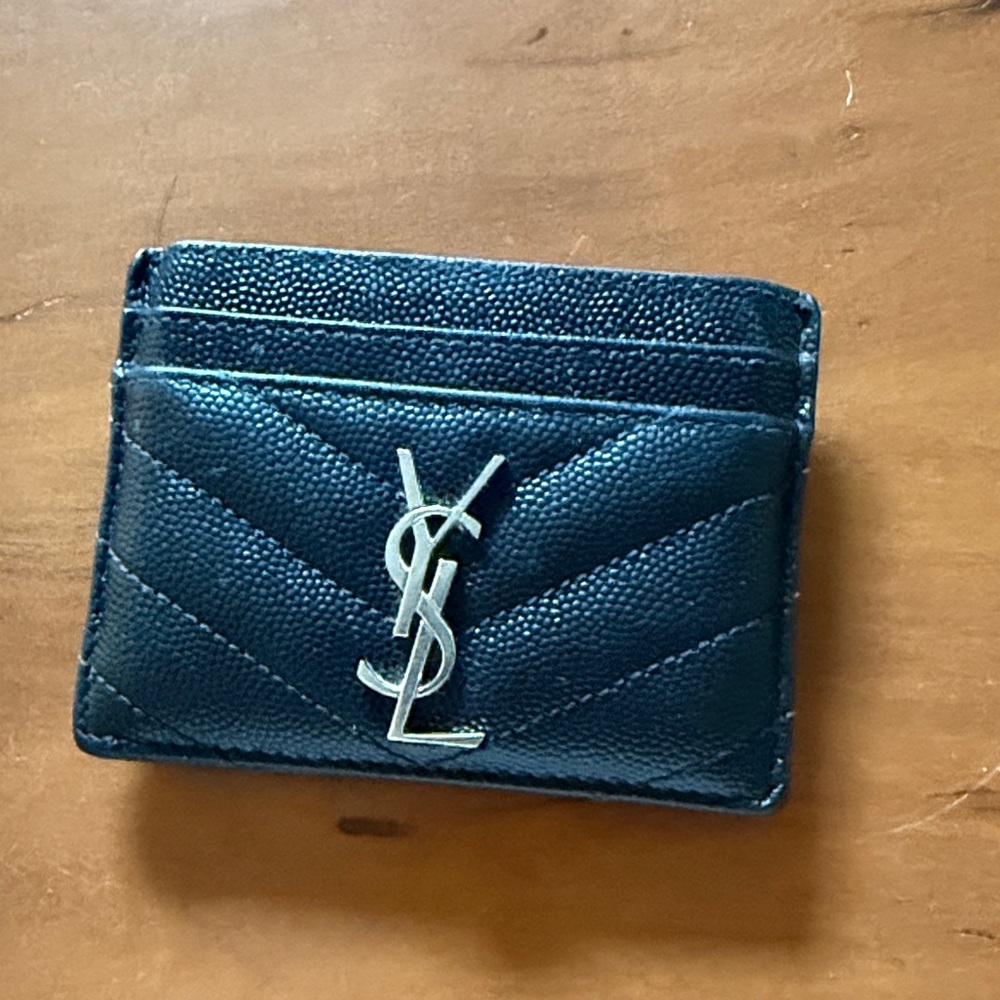 Saint Laurent Black Leather Card Holder